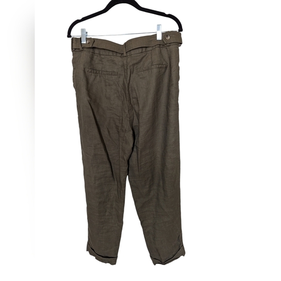 Reiss linen blend pants olive green sz 8 - Picture 2 of 12